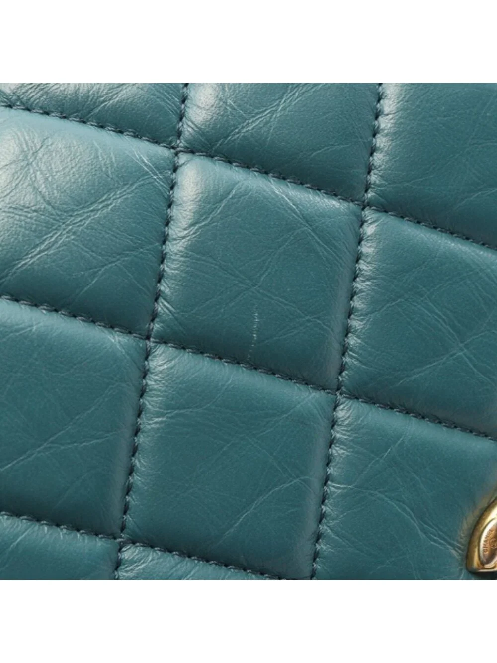 Chanel Shoulder Bag Quilted 2-Way Blue Green Leather